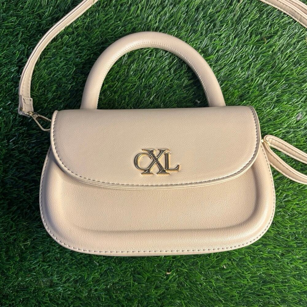 Cream and tan crossbody bag